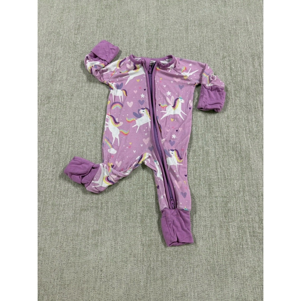 Little Sleepies Sienna's Unicorns Pink Zippy Bamboo Pajama Size Preemie